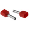 French Cord End Terminal, Dual Entry, Red, 2 x 1mm² x 8mm