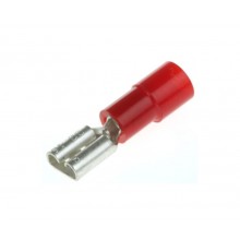 Fully Insulated Push On Terminal, Female, Red, 6.3 x 0.8mm