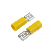 Fully Insulated Push On Terminal, Female, Yellow, 6.3 x 0.8mm